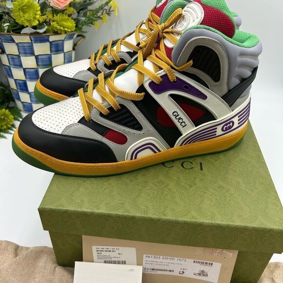 Men’s Gucci, leather high top basket sneakers size 14.5 made in Italy - Picture 4 of 11